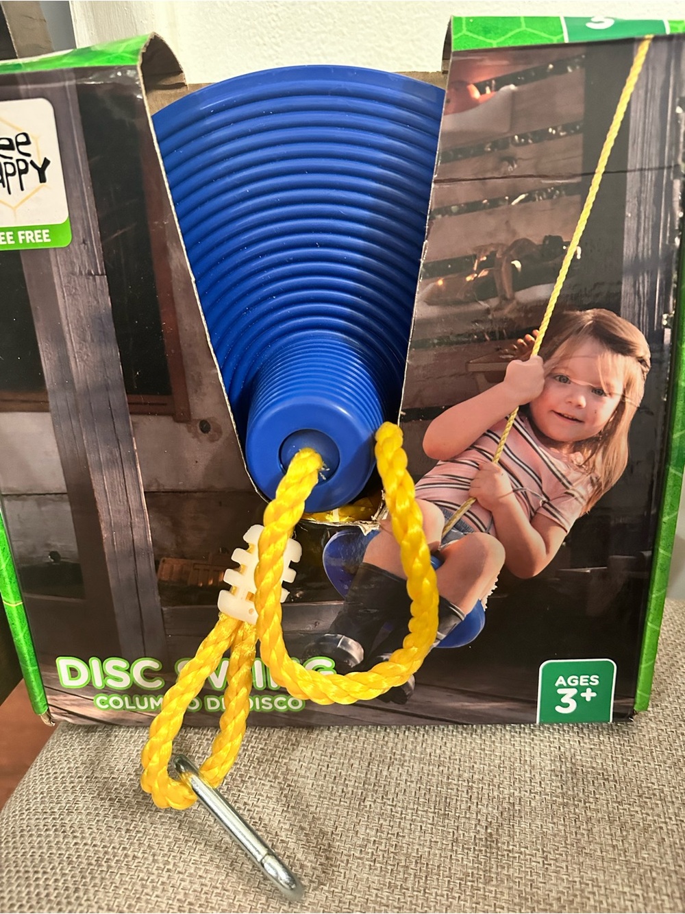 Blue Disc Swing with Yellow Rope - Kids Outdoor Swing